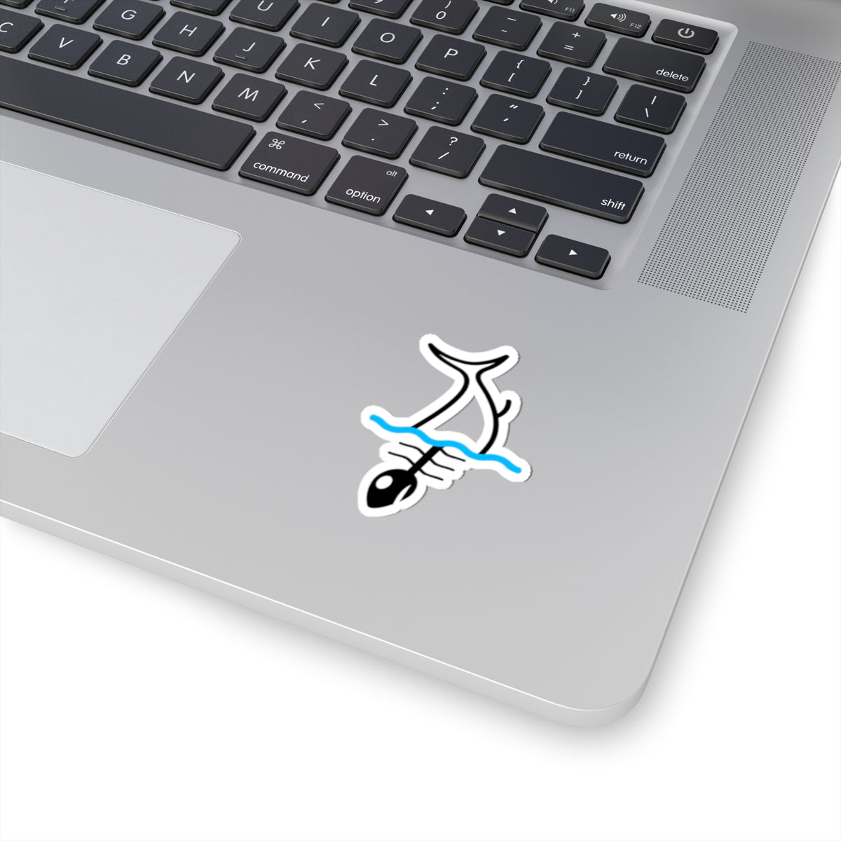Shark Skeleton Kiss-Cut Sticker — Minimal Ocean Sticker for Laptops & Water Bottles
